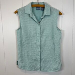 Quest Women's Sea Foam Green Sleeveless Button Up Top Hike Fishing Outdoors Cool